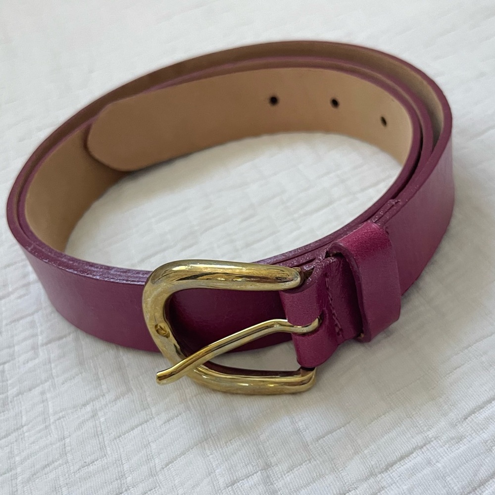 Streets Ahead fuchsia gold leather belt